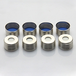 Screw Caps (18mm) Magnetic with Blue PTFE/White Silicone Septa