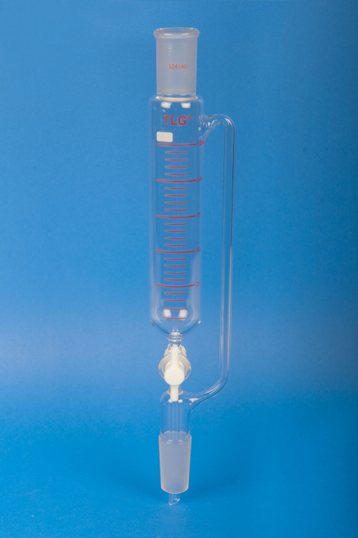 Entonnoir, égalisation de pression, avec robinet d'arrêt en PTFE, alésage 2 mm, joint 24/40, capacité 125 ml
