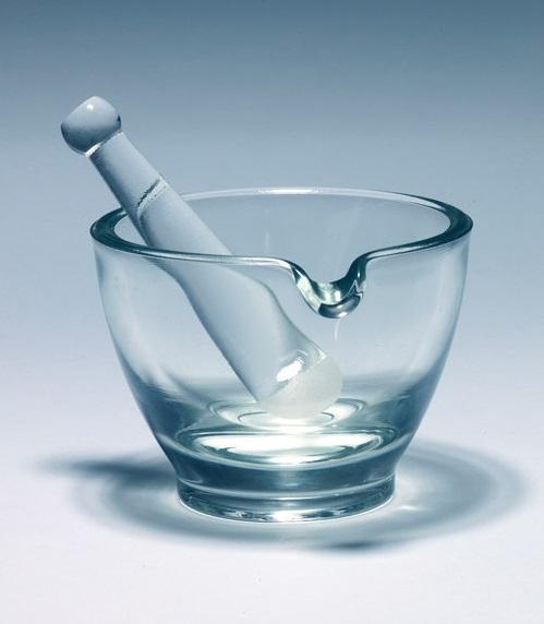 Mortier et pilon, verre transparent, mortier OD x H – 3,93 x 33,66 pouces ; Capacité 4 oz (118,29 ml)