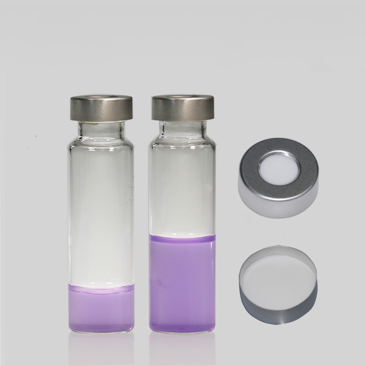 Flacons à espace de tête biseauté à fond rond et à sertir (ND 20), transparents, capacité 10 ml, taille 22,5 x 46