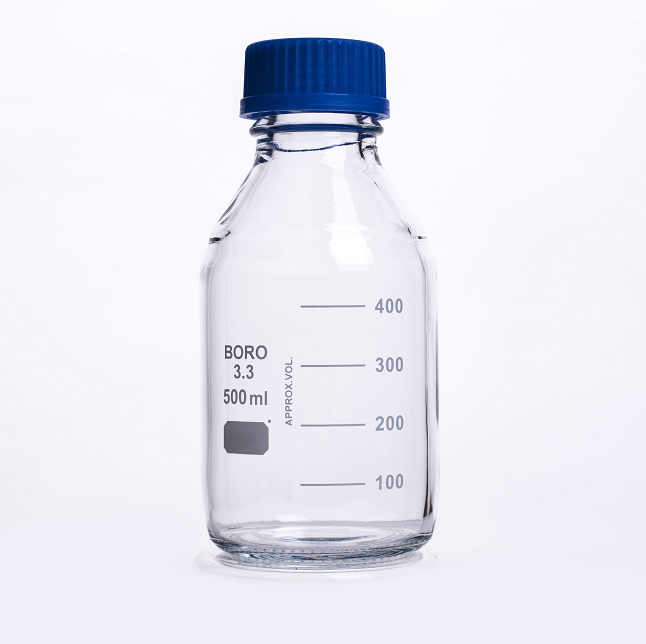 Glass Media/Storage Bottles, Clear, 5000 mL - Orange Caps