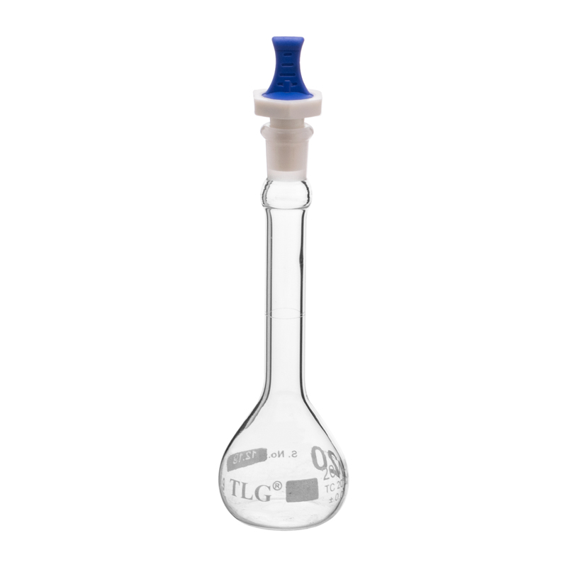 Fiole jaugée, 20 ml, bouche étroite, bouchon PE n° 9, classe A, normes USP