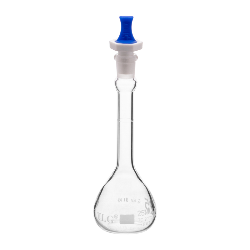 Fiole jaugée, 25 ml, bouche étroite, bouchon PE n° 9, classe A, normes USP
