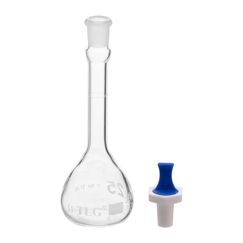 Fiole jaugée, 25 ml, bouche étroite, bouchon PE n° 9, classe A, normes USP