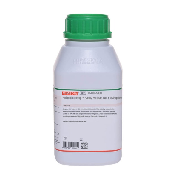 Antibiotic HiVegâ„¢ Assay Medium No. 5 (Streptomycin HiVegâ„¢ Assay Agar w/ Yeast extract) 500G